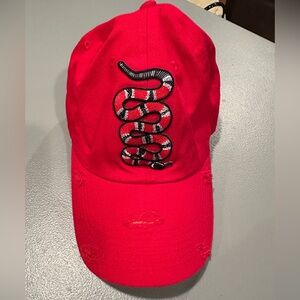 “Gucci” Style Red Snake Embroidered Baseball Cap